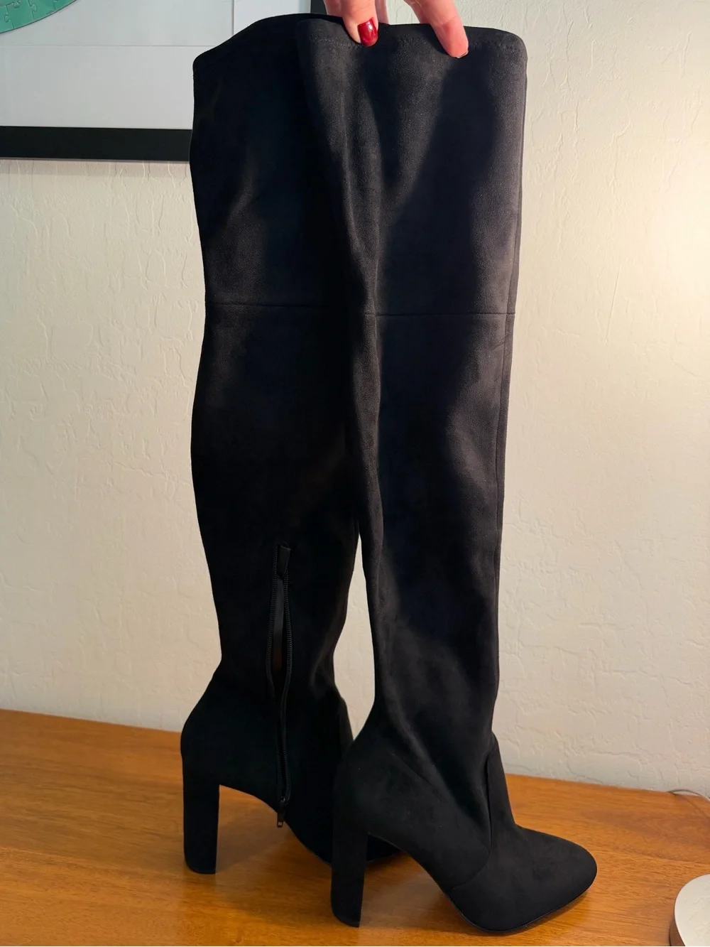Aldo Suede Black Thigh High Boots